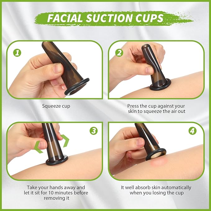 4 Pcs Face Cupping Set, Facial Cupping Set for Face and Eye Massage, Silicone Massage Vacuum Anti Aging Beauty Tool Facial Care(Black)