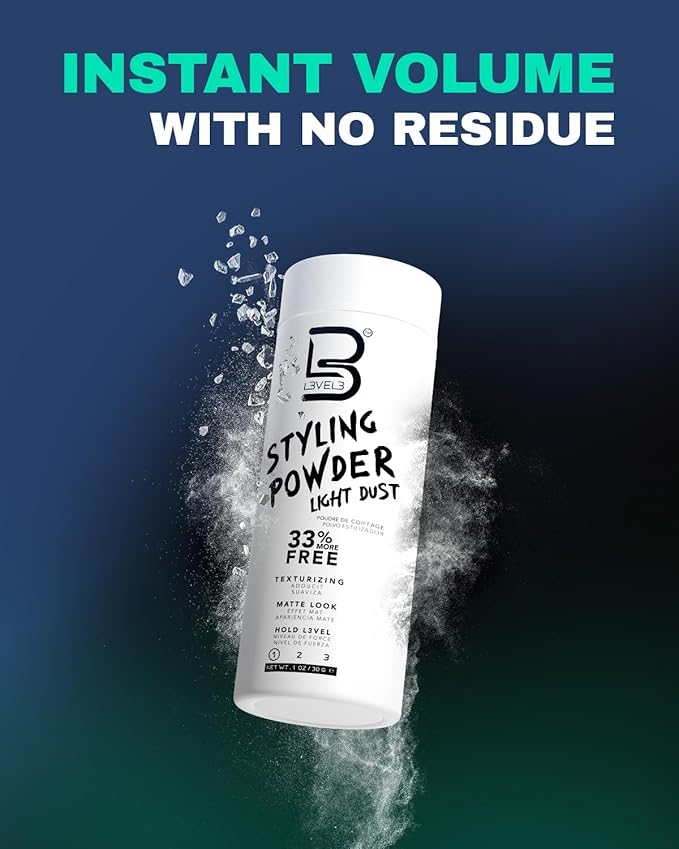 L3 Level 3 Light Hold Styling Powder - Natural Matte Hairstyle - Texturizing and Volumizing (30 Grams)