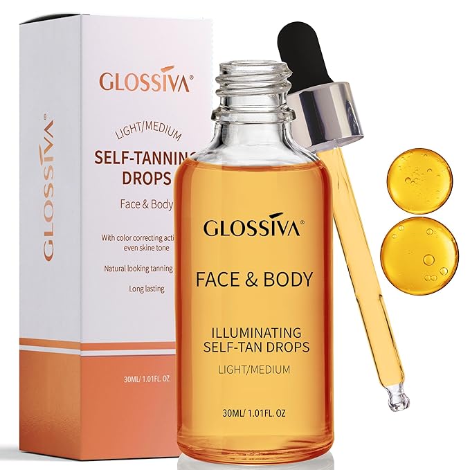 Self Tanning Drops - Sunless Tan for a Sun-Kissed Bronze - Beauty Skin Self Tanner - Gradual Glow for Face and Body - Long-Lasting for a Week, 1.01 Fl Oz