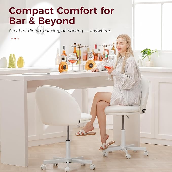 GTPLAYER Small Ergonomic Tall Office Chair, Computer Desk Chair with Wheels Versatile Height Use: Office to Bar Stools (or Standing Desk), Vanity Chair with Back PU Leather Shell Design for Gift
