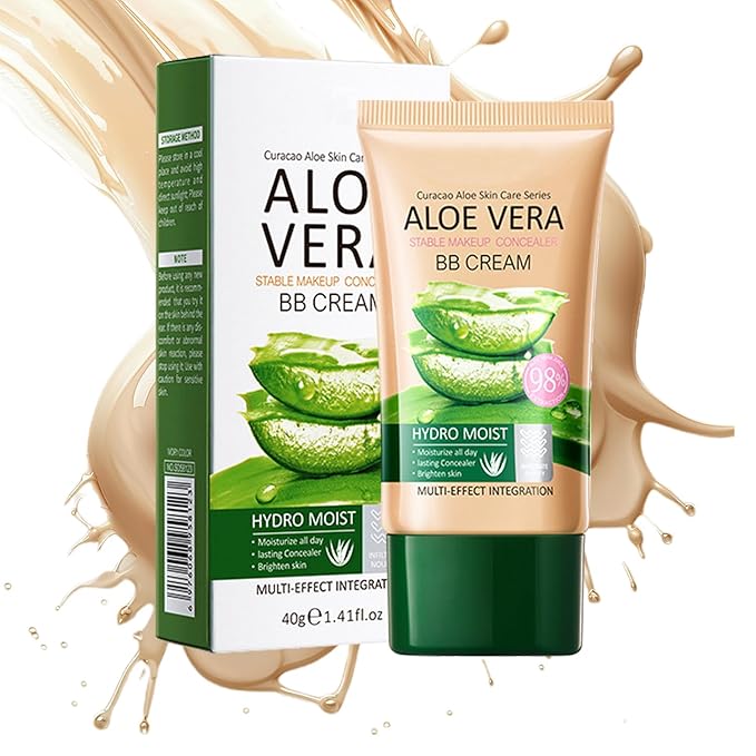 Moisturizing Lightweight BB Cream Concealer with Nourishing Aloe Vera Extract, Hydrating Color Correcting Tinted Moisturizer, Smooth Concealing BB Cream Makeup Foundation - Natural Color