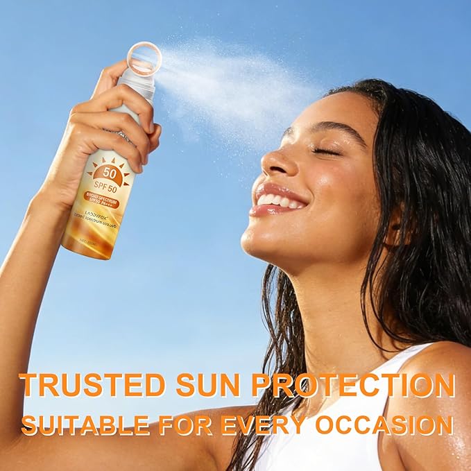 6.76 Fl Oz Mineral Sunscreen Spray SPF 50 PA+++, Broad-Spectrum UVA/UVB Protection, Lightweight and Non-Greasy, Waterproof and sweatproof Sunscreen for Face and Body,