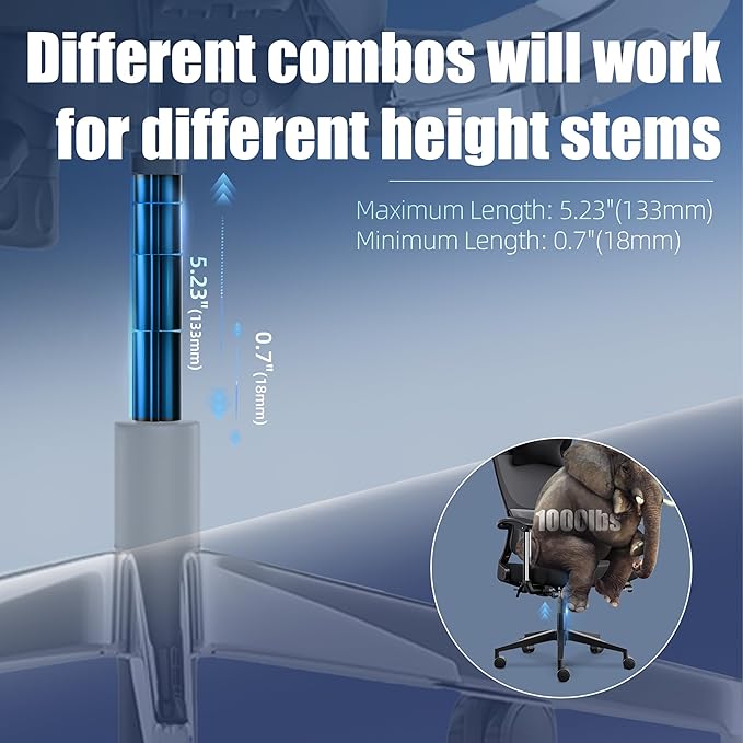 Office Chair Cylinder Replacement - Sytopia Fix Sinking Office Chairs, 4 Pieces Clamps Prevent Office Chair Cylinder from Sinking, up to 5 Inches, No Tools required, Only fits 28mm Piston
