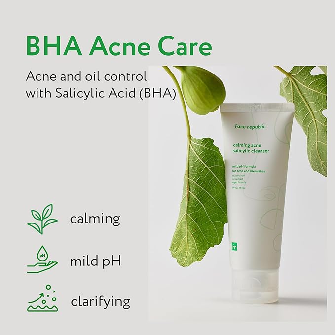 Face Republic Skin Prep Set for Oily Skin - AHA/BHA Toner + Calming Acne Salicylic Cleanser | Cleanse & Clarify | for Oily, Acne-Prone Skin