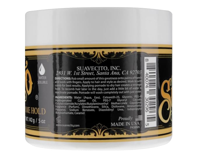Suavecito Pomade Firme (Strong) Hold 5 oz, 1 Pack - Strong Hold Hair Pomade For Men - Medium Shine Water Based Flake Free Hair Gel - Easy To Wash Out - All Day Hold For All Hair Styles