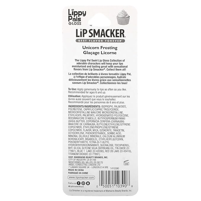 Lip Smacker Lippy Pals Swirls Unicorn, Flavored Moisturizing & Smoothing Soft Shine Lip Balm, Hydrating & Protecting Fun Tasty Glossy Finish, Cruelty-Free & Vegan - Unicorn Frosting