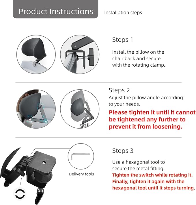 Memory Foam Headrest Attachment for Office Chair, Attachable Chair Head Rest, Desk Chair Neck Support, Elastic Sponge Head Pillow Adjustable Height and Angle