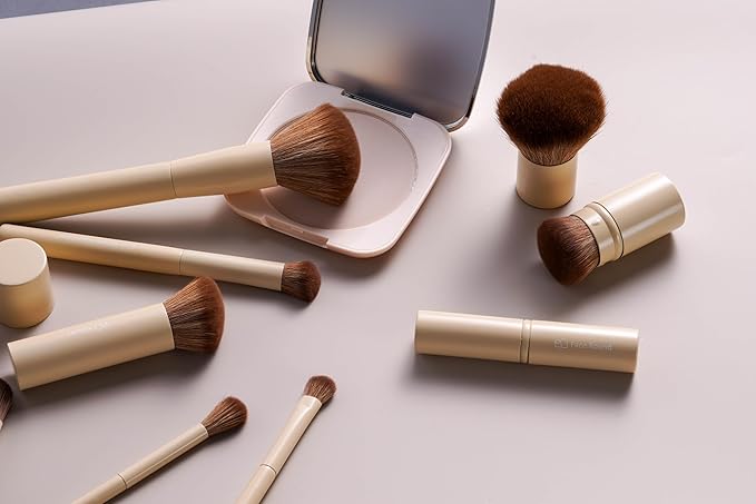 BS-MALL Makeup Brushes Kit – Professional Synthetic Makeup Tools with Travel Case, Includes Foundation, Powder, Concealer, Lip & Eyeshadow Brushes + Sponge for Daily Use & Versatile Occasions (Beige)