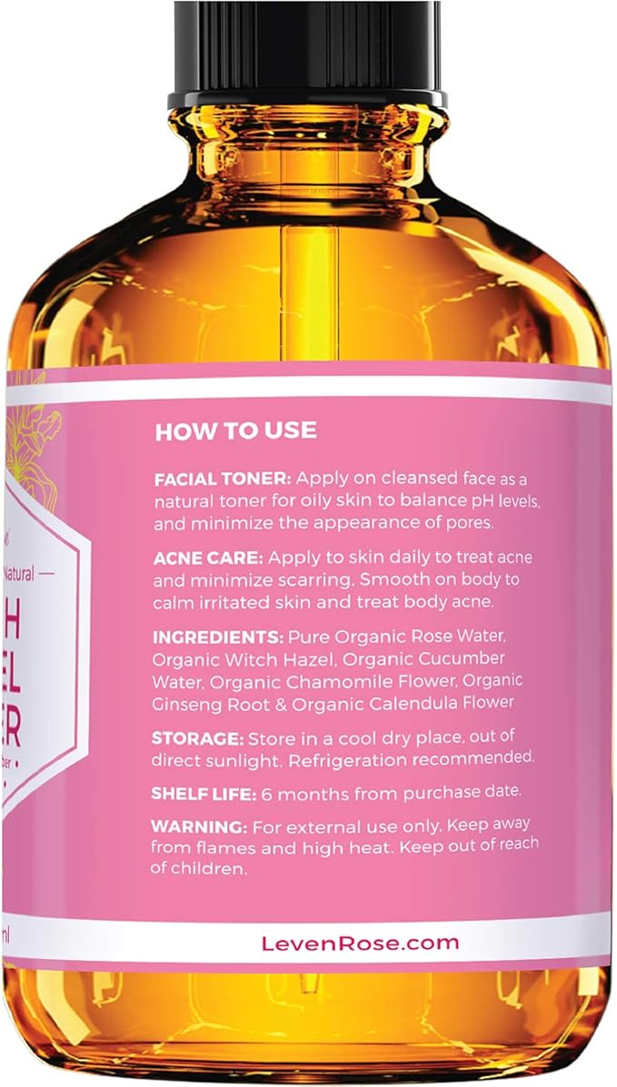 Radiant Skin Trio, with Witch Hazel Toner 4oz, Argan Oil 4oz, & Carrot Seed Oil 2oz, for Face, Skin, and Hair