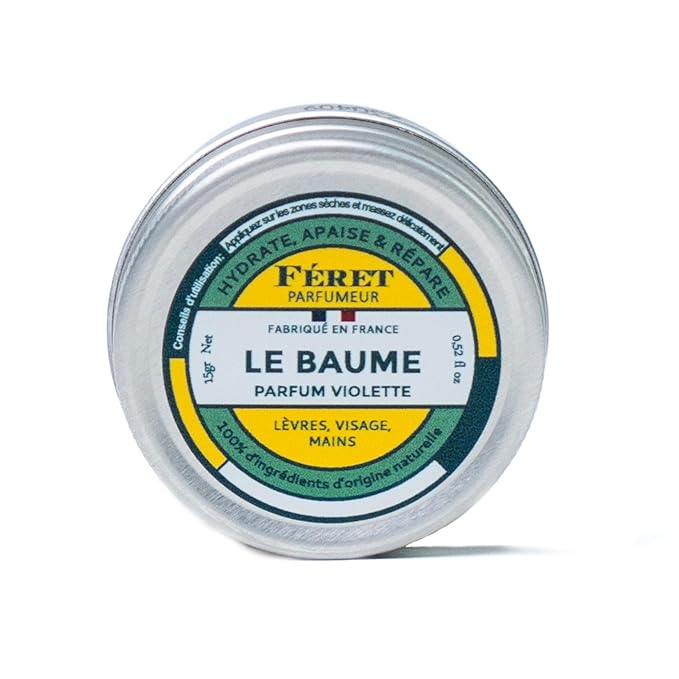 Feret Parfumeur Le Baume Multi-Purpose Balm – Violette – Natural Lip Balm with Shea Butter & Honey – Hydrating Moisturizer for Dry Skin, Lips & Cuticles – Made in France – 15ml/0.52 Ounce