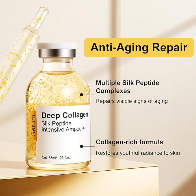 Silk peptide serum for face Deep Collagen Silk Peptide Intensive Lifting Serum ampoule，korean skin care Anti Aging Serum for Face Tightening, Smoothing, Hydrating,1.69 fl oz
