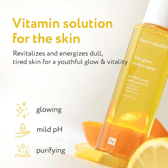 Face Republic Glow Prep Routine - Glow Gold Mineral Cleanser + Vita Glow Niacin Toner | Combination skin, Korean Skin care
