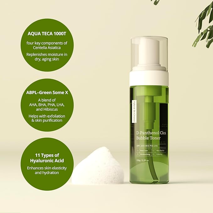 Hybrid Dr.Choice D-panthenol CICA All-Purpose Bubble Skin Toner 150ml AHA BHA PHA LHA Pore Sebum Care Natural Plant Extracts Bubble German Dermatest Excellent
