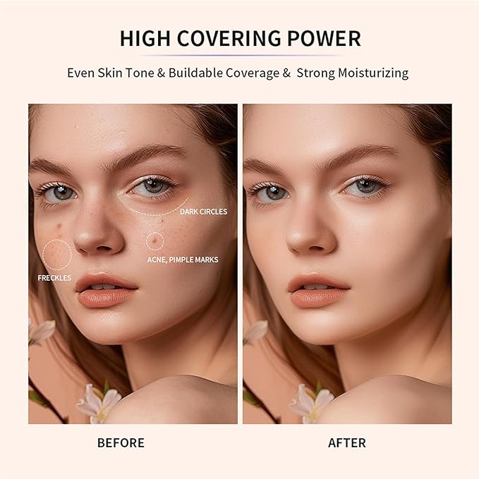 Skin-Nourishing All-in-One BB Cream Foundation – Tinted Moisturiser & Concealer, Natural Luminous Finish, Hydrating Formula (01)