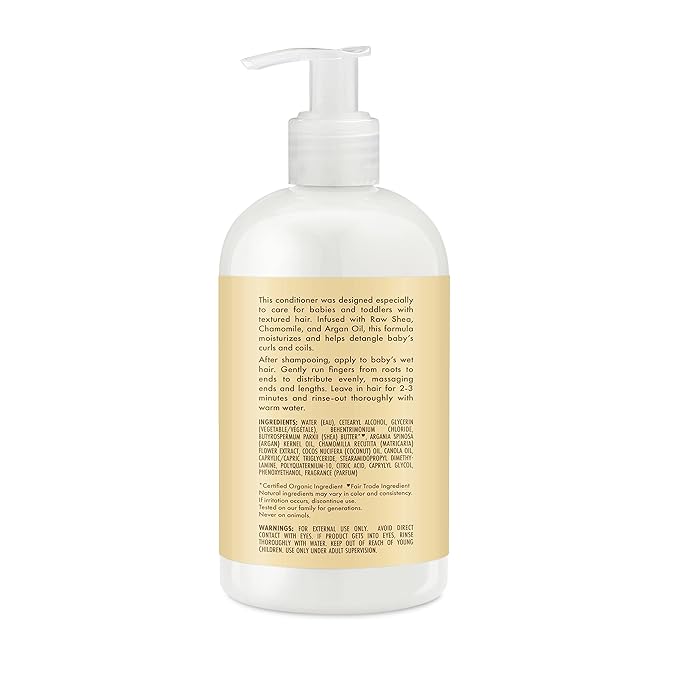 SheaMoisture Baby Conditioner for Curly Hair Raw Shea,Chamomile and Argan Oil Moisturizes and Helps Detangle Delicate Curls-and Coils 13 oz,(Pack of 2)