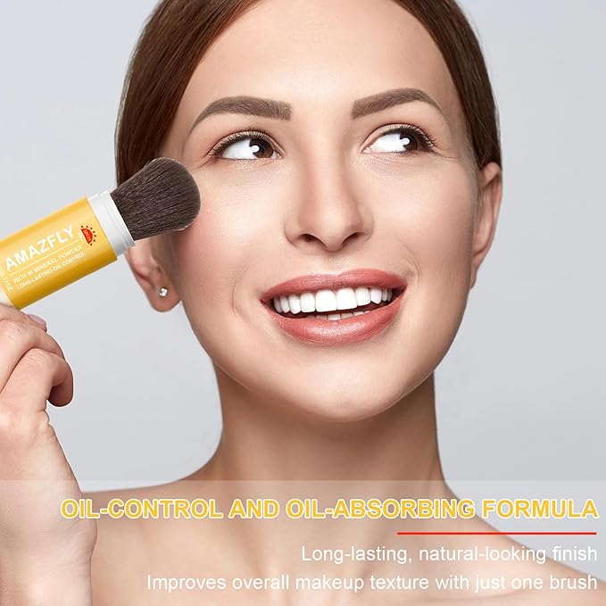 Mineral Sunscreen Setting Powder, SPF 35 Brush Sunscreen Powder for Face & Scalp, Long Lasting Lightweight Breathable, Oil Control Natural Matte Finish (#02 Fair)