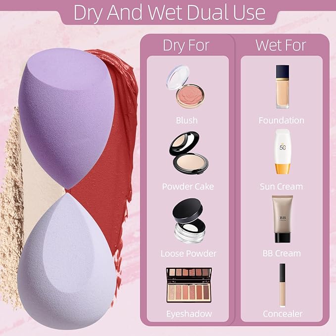 BS-MALL Travel Makeup Brush Set 12 Pcs with Super Soft Makeup Sponges 6 Pcs – Professional, Portable & Multi-Purpose Beauty Tool Kit in Silicone Cosmetic Bag for Daily Use