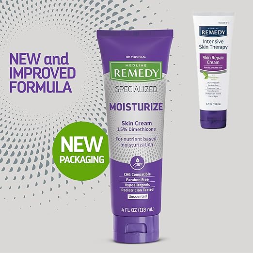 Medline Remedy Specialized Skin Cream, Unscented (4 fl oz), 1.5% Dimethicone, Nourishing Moisturizer for Dry Skin, Paraben-free, and Hypoallergenic Body Cream, Daily Lotion for Dry and Sensitive Skin