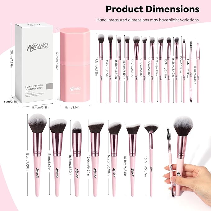 20 PCS Travel Makeup Brush Set, Makeup brushes, Professional Foundation Eyeshadow Concealer Blush Powder Bronzer Brushes,Versatile Face Make Up Tools with Travel Makeup Case（Pink）