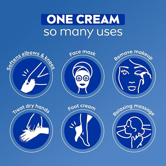 NIVEA Creme Face, Hand and Body Moisturizer Cream, Rich Body Cream for Dry Skin with Provitamin B5, Fast-Absorbing and Non-Comedogenic, For Daily Use on All Skin Types, 16 Oz Jar