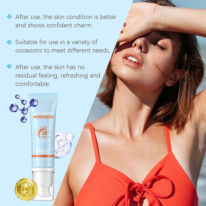 Sunscreen SPF 50, SPF 50+ Moisturizer Sun Screen, Lightweight under Makeup, Travel Essentials, Summer Essentials, Skin Care, Sunscreen for Face & Body