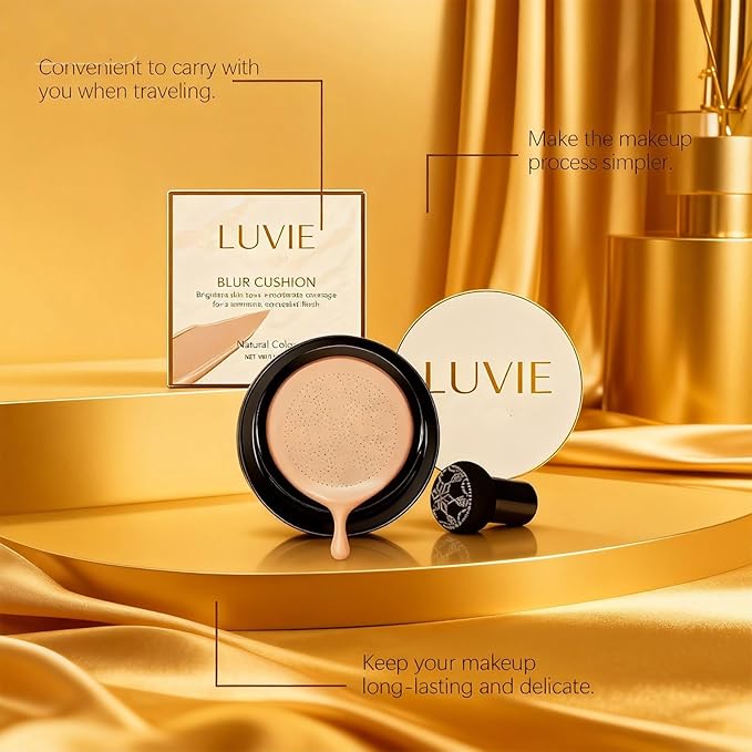 Cushion Foundation, 2026 New Mushroom Head Air Cushion Cc Cream Foundation, Bb Cream Foundations, Makeup Foundation for Older Women, Long-Lasting and Evens for Light/Medium Complexions (Ivory white)