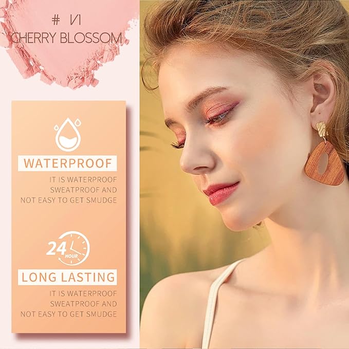 Multi Texture Heart Blush Cream, Liquid, Powder & Jelly Blushes for Cheeks,Beauty-Matte & Natural Finish Cheek Tint & Blush Palette (V1 Cherry Blossom)