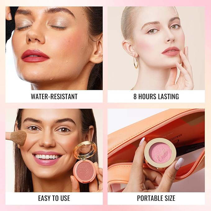Oulac Plummy Brown Blush Makeup Powder| Rich Color Cream Blush Blendable| Natural Matte Tan Skin| Vegan &Cruelty-Free | 02 Cheek to Cheek 4.8g
