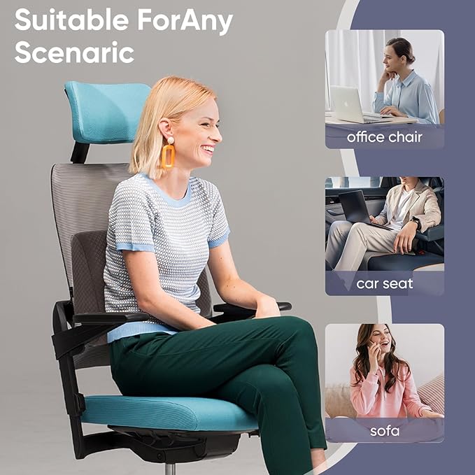 Extra Large Lumbar Support Pillow for Recliner, 20"x14"x5.5" Back Support Cushions with Back Strap, 100% Foam High Supportive, Durable, Soft-Coffee