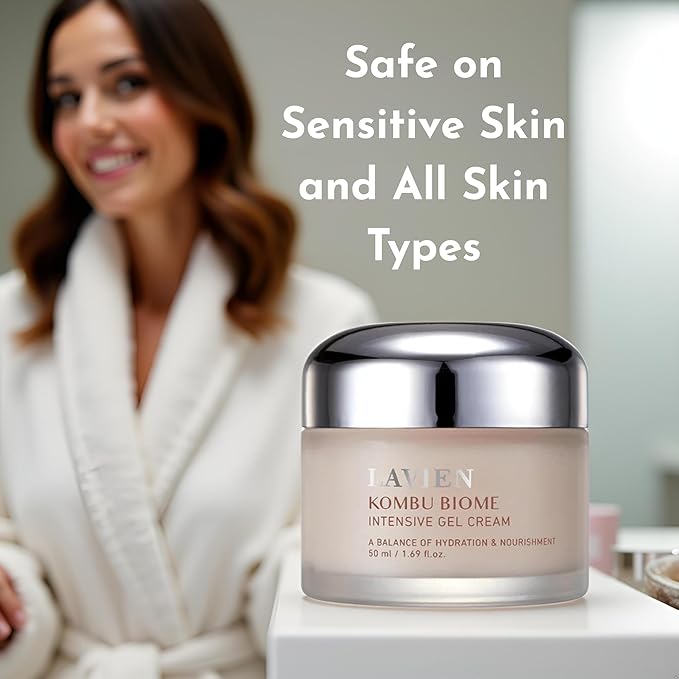 LAVIEN Intensive Gel Cream - Kombu Biome Facial Cream, Hydration and Nourishment - Firm Skin, Moisturizer, All Skin Types - 1.76 Oz(50g)