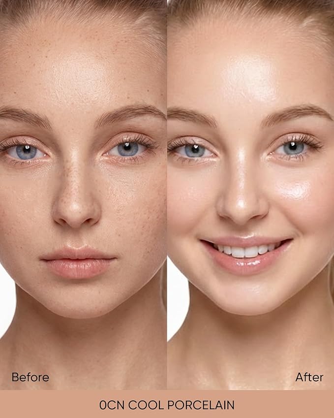 Pink Glow Cushion Foundation #0CN Cool Porcelain| Medium Coverage, Natural Glow Finish, Moisturizing for Dry Skin, Lightweight, Long-Lasting & Oxidation-Resistant