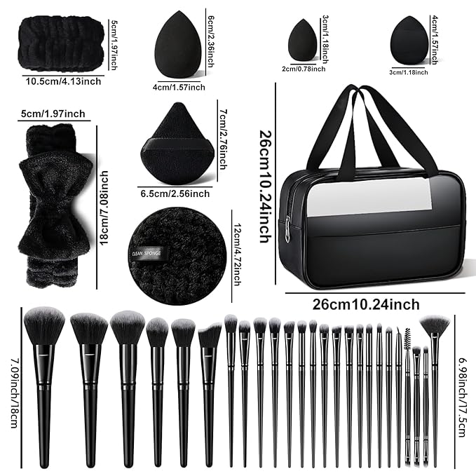 HGHDBT 40Pcs Black Makeup Brushes Set Professional Makeup Kit Multi-functional Makeup Tool Set with Case Facial Makeup Accessories, Foundation Makeup Brush Kit Eye and Face Make up Brushes & Tools