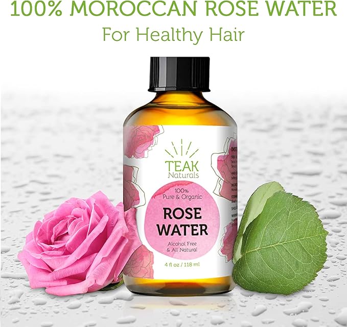 ROSE WATER TONER by Teak Naturals, 100% Organic Natural Moroccan Rosewater (Chemical Free) 4 oz