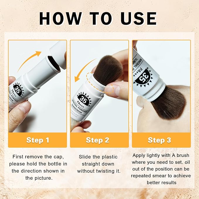Mineral Powder Sunscreen for Face & Scalp SPF 35 Brush Sunscreen Setting Powder Oil Control Long Lasting Matte Finish Lightweight Loose Powder for All Skin Tones Types - 01 Translucent
