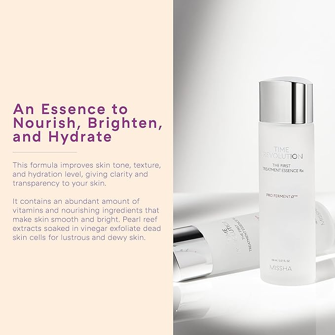 MISSHA Time Revolution The First Essence RX (4th Gen) 5.07 Fl oz/150ml, Korean Face Essence, Hydrating Facial Toner, Skin Smoothing & pH Balancing Toner for All Skin Types