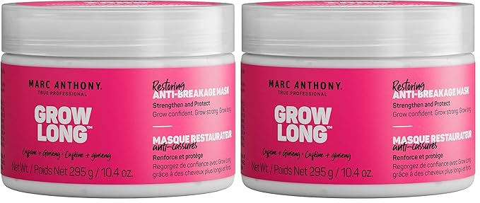 Marc Anthony Deep Conditioning Hair Mask for Dry & Damaged Hair, Grow Long Biotin - Argan Oil, Caffeine & Keratin Anti-Frizz Leave-In Repair Treatment For Split Ends & Breakage,(Pack of 2)