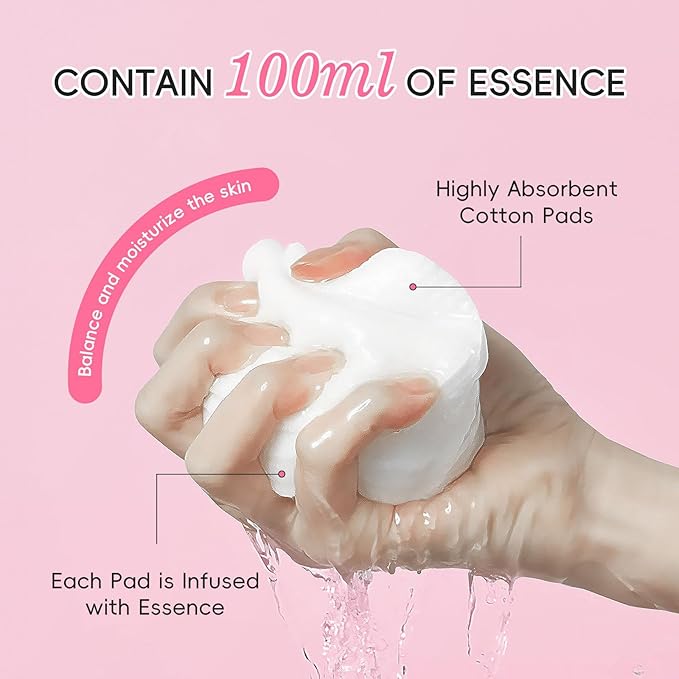 Sakura Toner Pads, Hydrating Daily Toner Pads for Sensitive Skin Gentle Exfoliating Soothing & Calming Facial Skincare Cleansing Pad, Makeup Skin Prep, Balance Skin Barrier, 40 Sheets