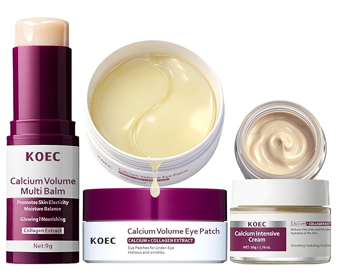 Calcium Daily SkinCare Set, Calcium Multi Balm Stick + Eye patch 60ea + Calcium Firming Cream, Firming-Looking Skin & Under-eye hollow plumping, Targets Wrinkles, Fine lines Dark Circles & Puffiness