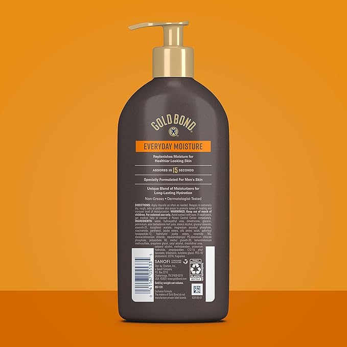 Gold Bond Ultimate Men's Essentials Hydrating Lotion, 14.5 oz., Everyday Moisture for Dry Skin, (Pack of 2)