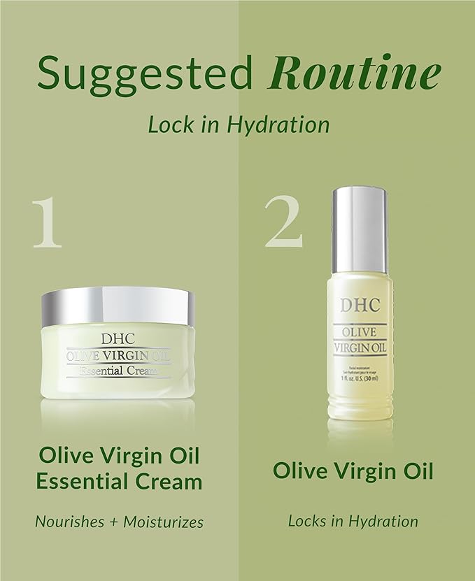 DHC Olive Virgin Oil Essential Cream, Moisturizer, Hydrating, Promotes Skin Elasticity, Radiant, Fragrance and Colorant Free, Ideal for All Skin Types, 1.7 oz. Net wt.