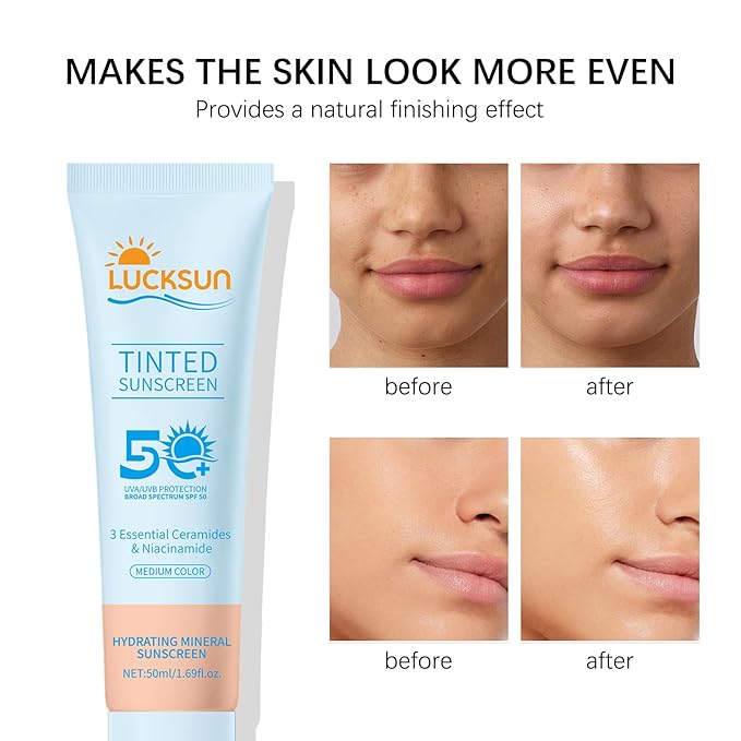 Tinted Sunscreen for Face, SPF 50 2 Pack - Face Sunscreen Lotion,UV Defense, Moisturizing, Travel Size, Medium (50ML)