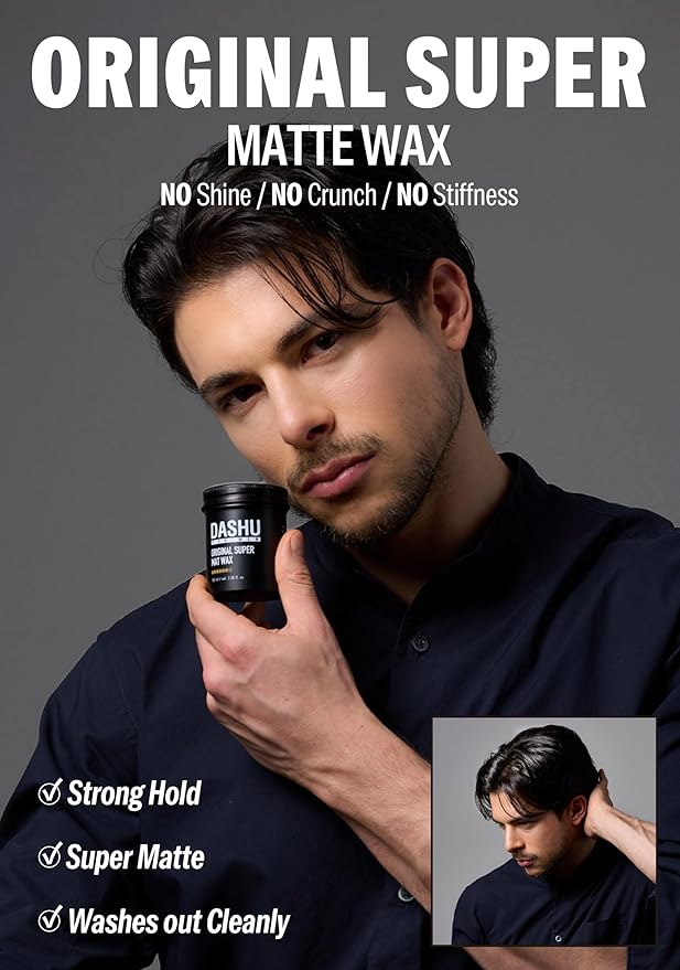 DASHU Hair Wax for Men 3.38 fl oz - Korean Matte Wax Strong Hold, Premium Original Super Mat Hair Styling Wax, No Shine, Easy Wash, Men's Grooming