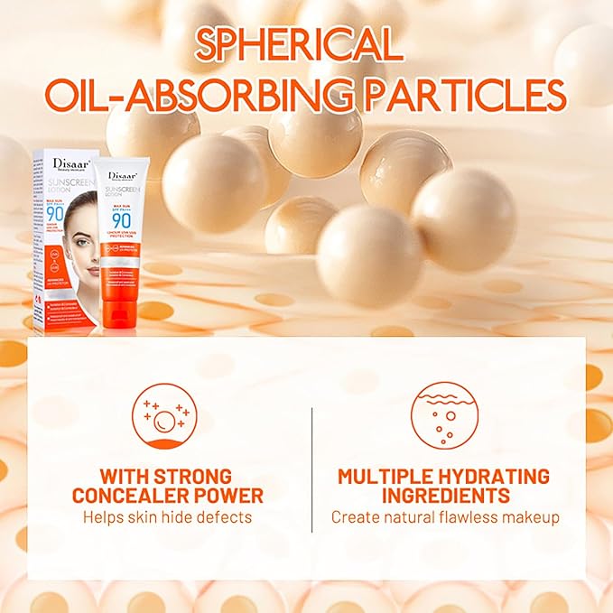 DISAAR BEAUTY Sunscreen Lotion SPF 90 PA+++ Sweatproof UVA/UVB Protection Waterproof Moisturizing Skin 50ml / 1.69fl.oz