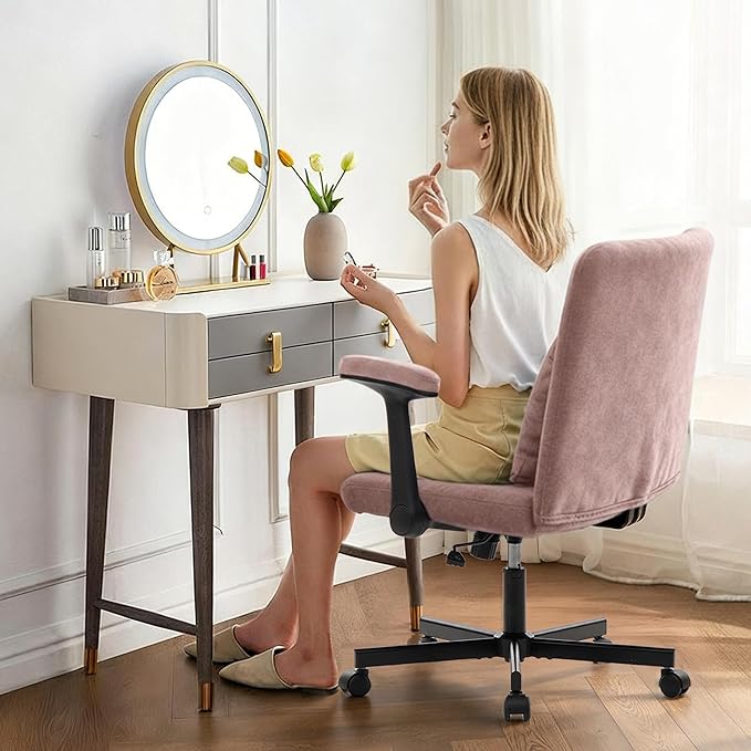 Ergonomic Cross Legged Chair with Wheels,360° Swivel Meditation Chair,ADHD Chair, Criss Cross Desk Chair with Lumbar Support and Adjustable Stool, (Wide seat Cushion, Light Pink)