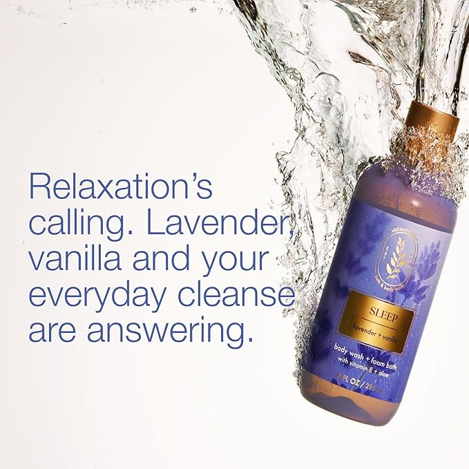 Bath & Body Works Lavender Vanilla Body Wash & Foam Bath, Aromatherapy Cleanser with Vitamin E & Aloe, Non-Drying & Gentle for Daily Use, 10 fl oz - 1 Pack