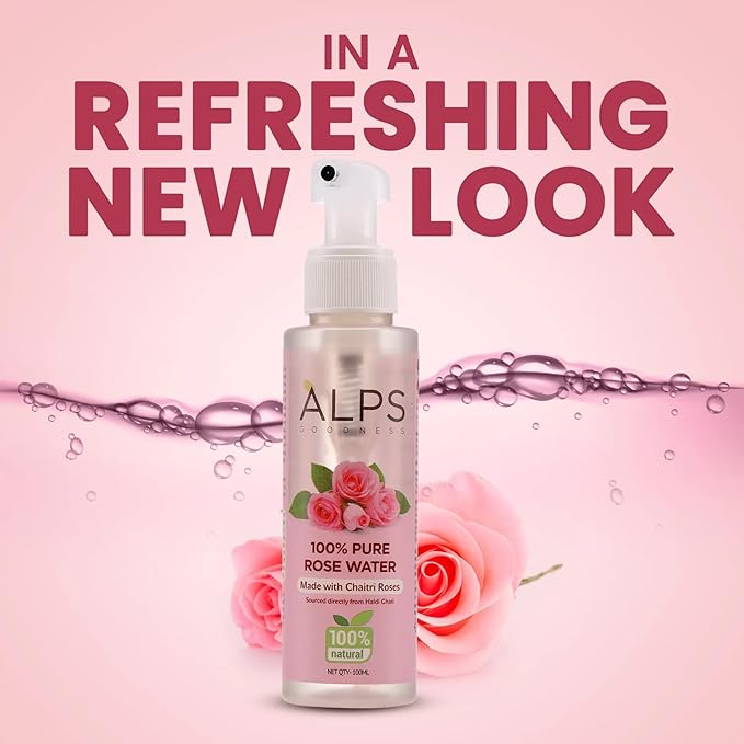 100% Pure Rose Water Facial Mist | Natural Face Toner & Hydrating Spray for Dry, Dull Skin | Refreshes, Soothes & Preps Skin | for All Skin Types | 3.38 Fl Oz (100ml)