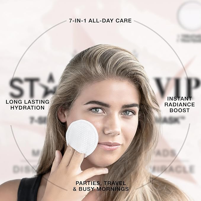 STARSKIN 7 Seconds All-Day Mask, 7-in-1 Facial Korean Toner Pads for Instant Hydration and Refreshed Skin, all Skin Types, Exfoliating and Pore Care with 66% Kudzu Root, K Beauty Skincare (18 Pads)