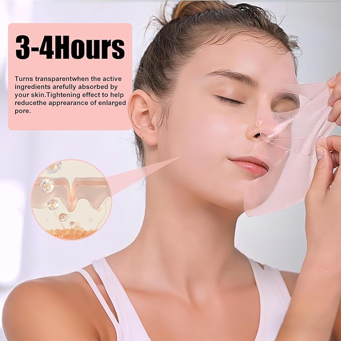 Collagen Face Mask- Hydrating Overnight Hydrogel Facial Mask Suitable for Women's Delicate Skin care, Minimizes Pores, and Firms Skin (28 grams) × 4 pieces