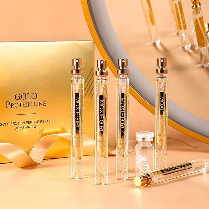 Soluble Protein Thread Lifting Set, Nano Gold Essence & Absorbable Collagen Silk Peptide Threads for Face, Hydrating & Firming Skin Care Kit, Reduces Appearance of Fine Lines Wrinkles