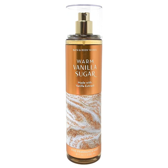 Bath & Body Works Warm Vanilla Sugar - 3 Pack Of Fine Fragrance Mist With a Natural Oats Sample Soap.